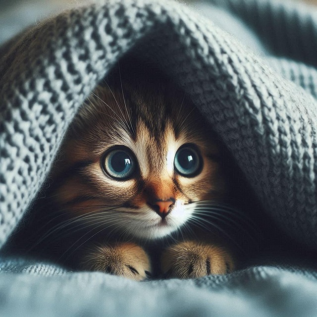 Kitten Under Blanket