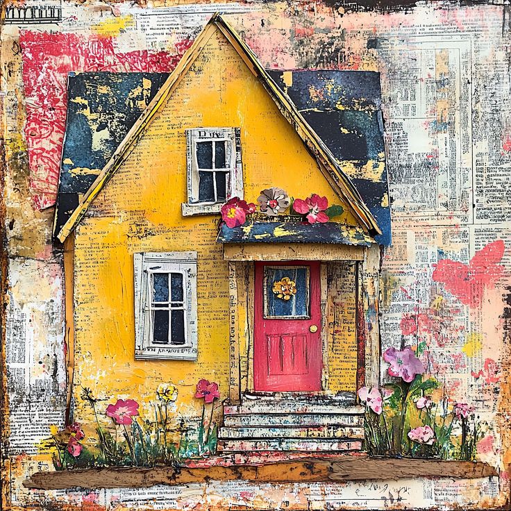 Yellow House with Flowers