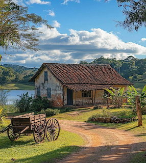 Rural Farmhouse by Lake