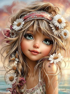 Cute Girl With Daisies