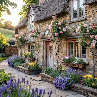 Stone Cottage with Flower Garden