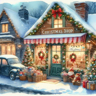 Christmas Shop Winter Scene
