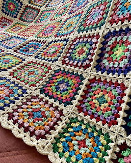 Colorful Crochet Granny Square Blanket