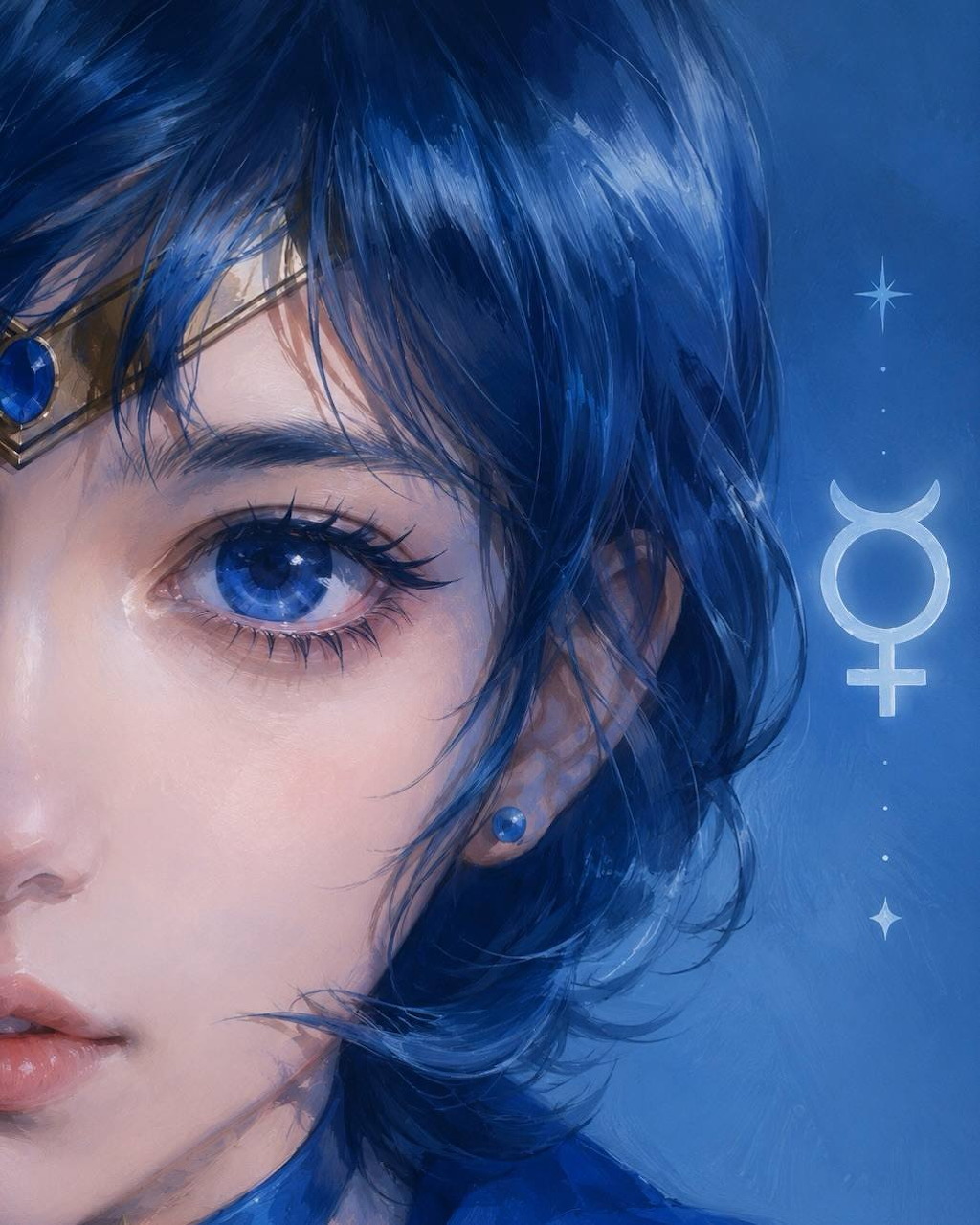 Sailor Mercury Blue Hair Portrait