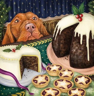 Dog Eyeing Christmas Treats