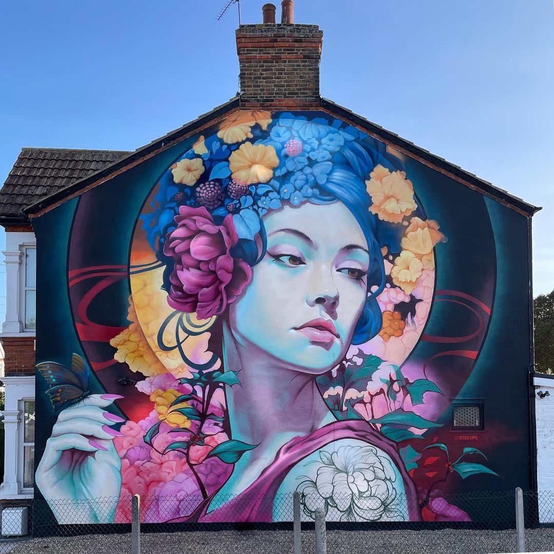 Floral Woman Street Art Mural