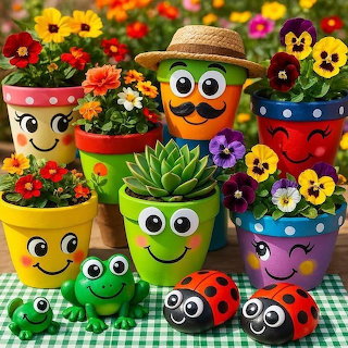 Happy Flower Pot Faces