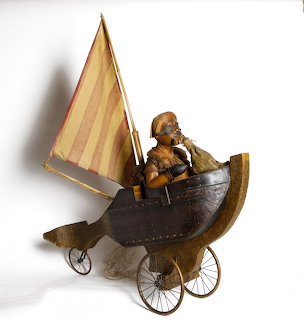 Vintage Toy Sailboat on Wheels