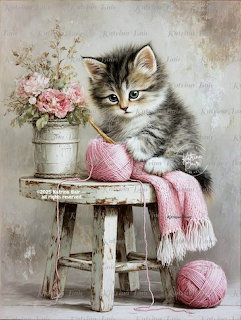 Curious Kitten with Yarn