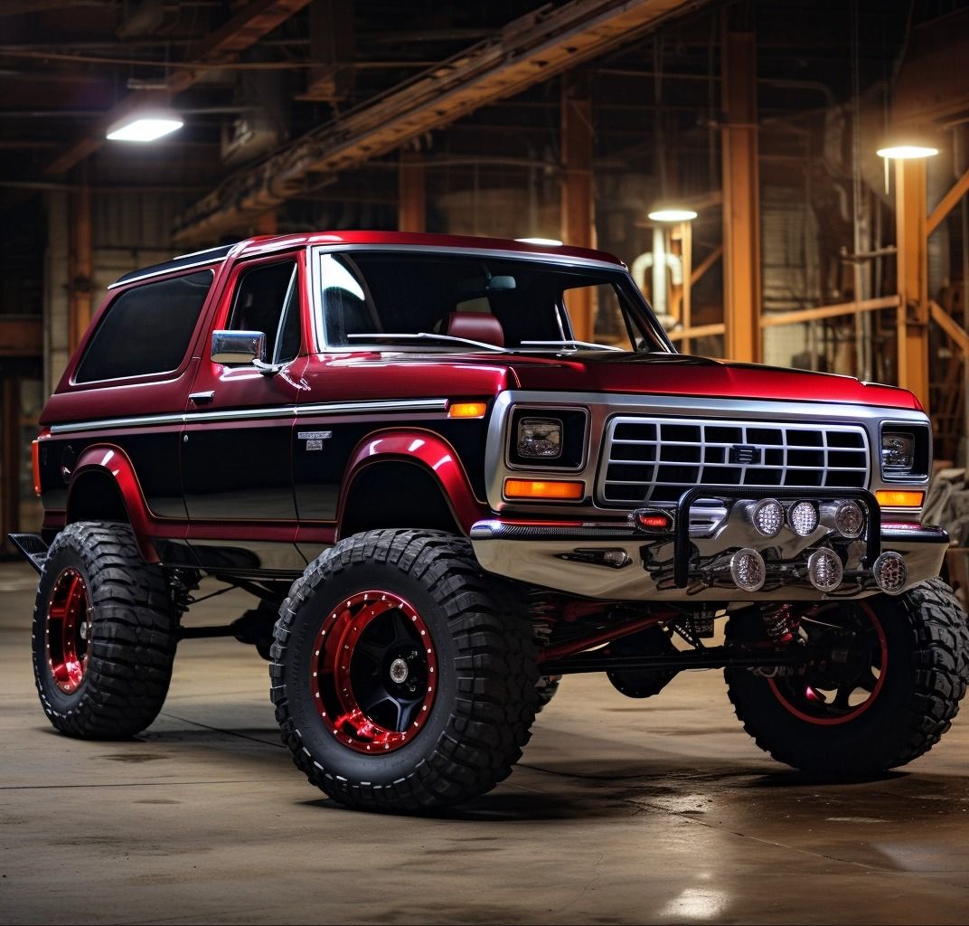 Lifted Red Bronco Truck