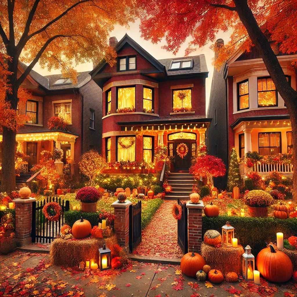 Autumn House Halloween Scene