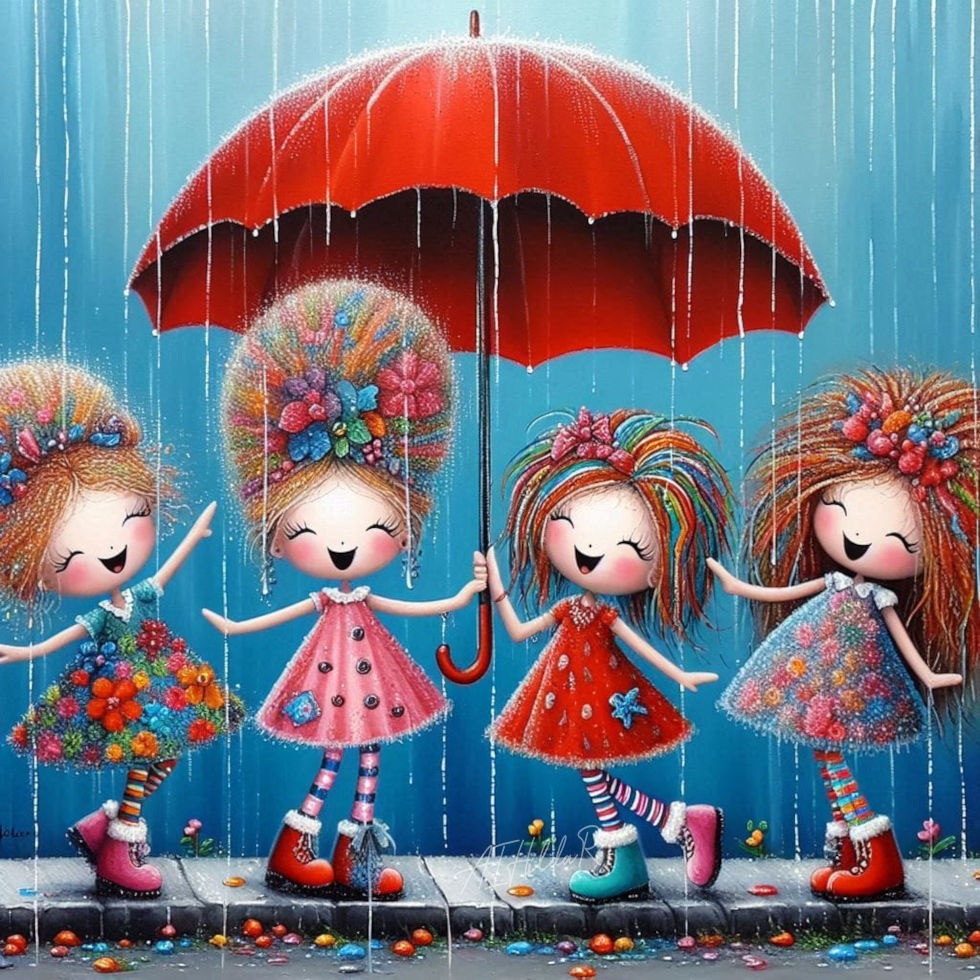 Girls Under Umbrella