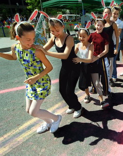Kids Doing the Bunny Hop