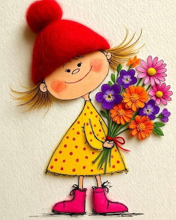 Girl With Flower Bouquet