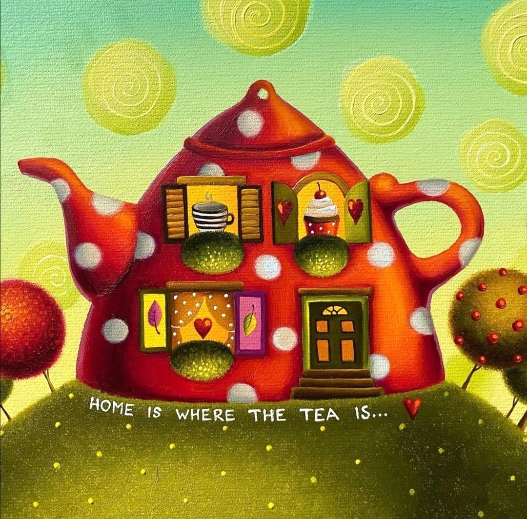 Whimsical Teapot House Artwork