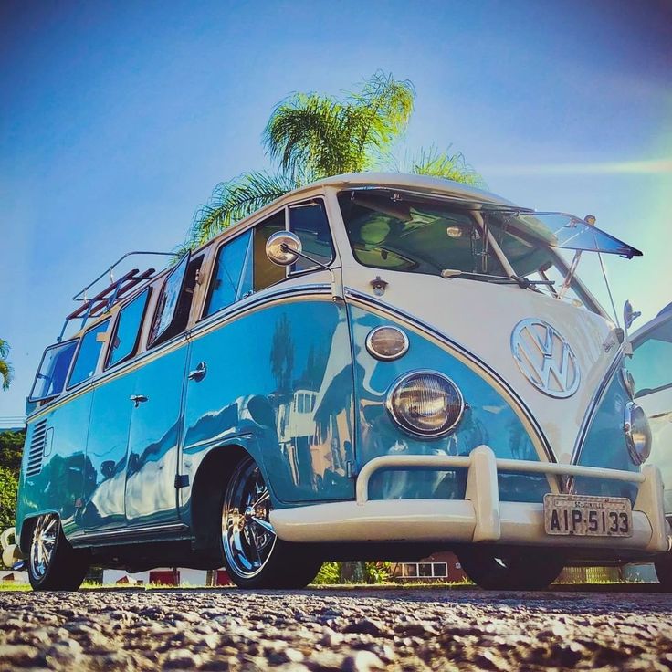 Blue VW Bus Beach