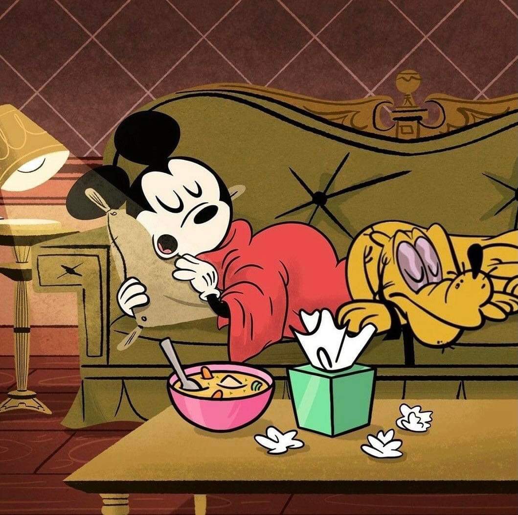 Mickey Mouse and Pluto Eating