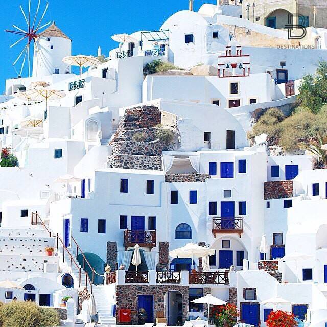 Santorini White Buildings Greece