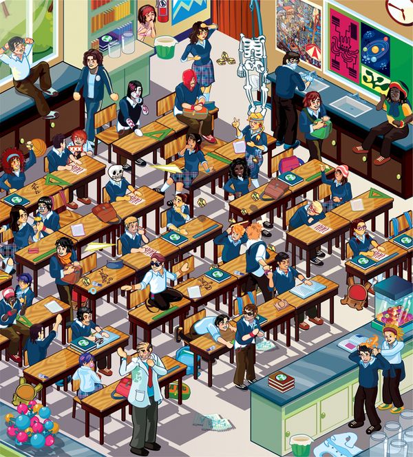 Isometric Office Classroom Scene