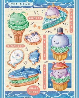 Sea Creatures Food Sticker Sheet