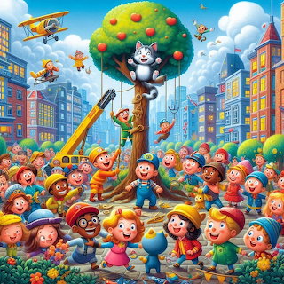 Cat Stuck Tree