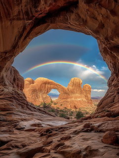 Rainbow Over Desert Arch
