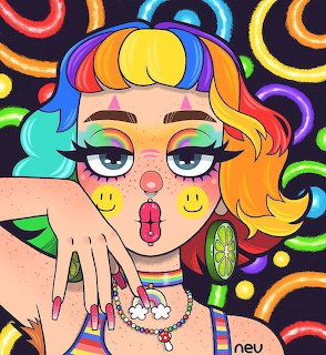 Colorful Clown Girl Portrait