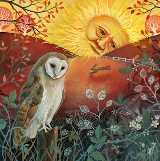 Owl and Sun Folk Art