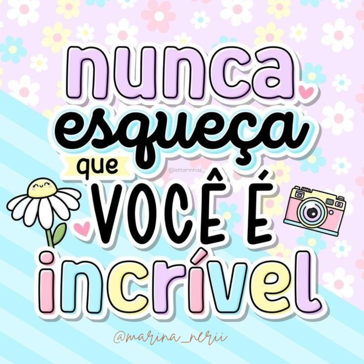 Pastel illustration with a Portuguese quote, flowers, hearts, and a small camera