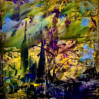 Abstract Colorful Drip Painting