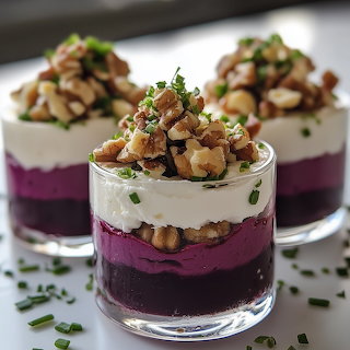 Beetroot Goat Cheese Walnut Verrines