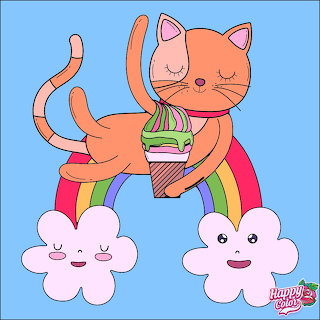 Rainbow Cat with Paintbrush