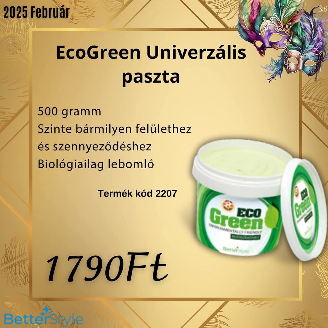 Gold poster with Hungarian text and a small tub of pale green paste product