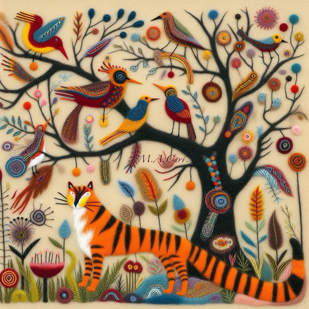 Tiger and Birds Art