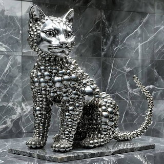 Silver Cat Sculpture