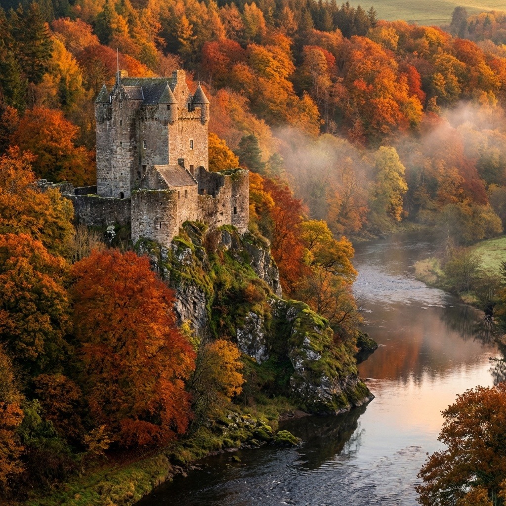 Neidpath Castle in Autumn