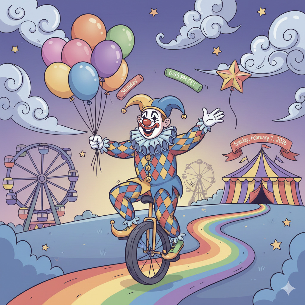 Clown on Unicycle at Carnival
