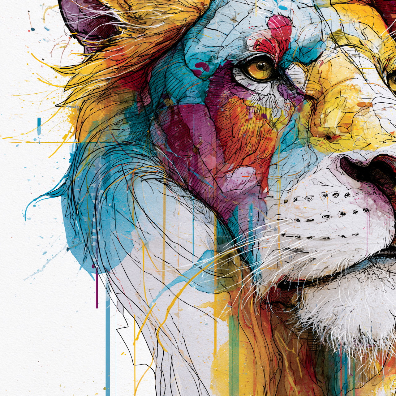 Colorful Lion Portrait Art