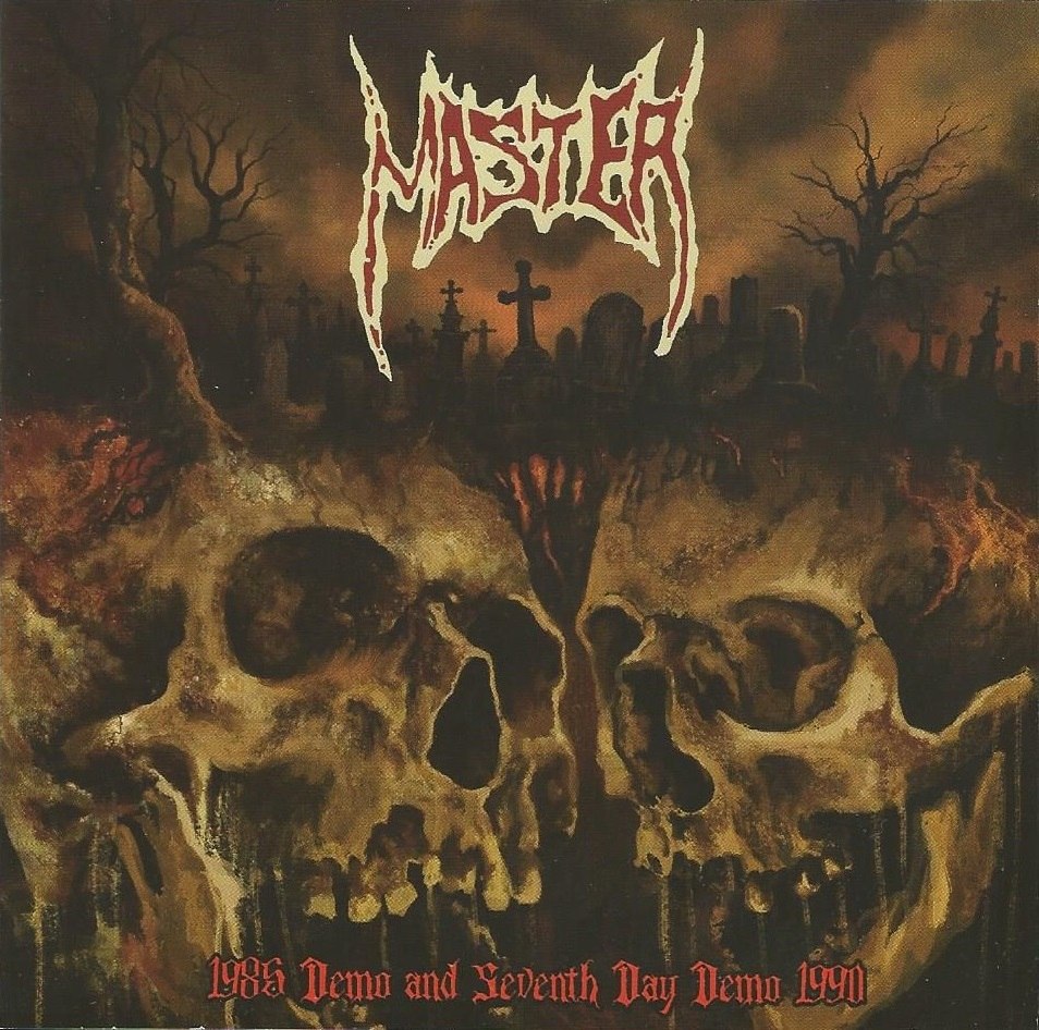 Dark cover art with two skulls in a graveyard beneath the Master logo