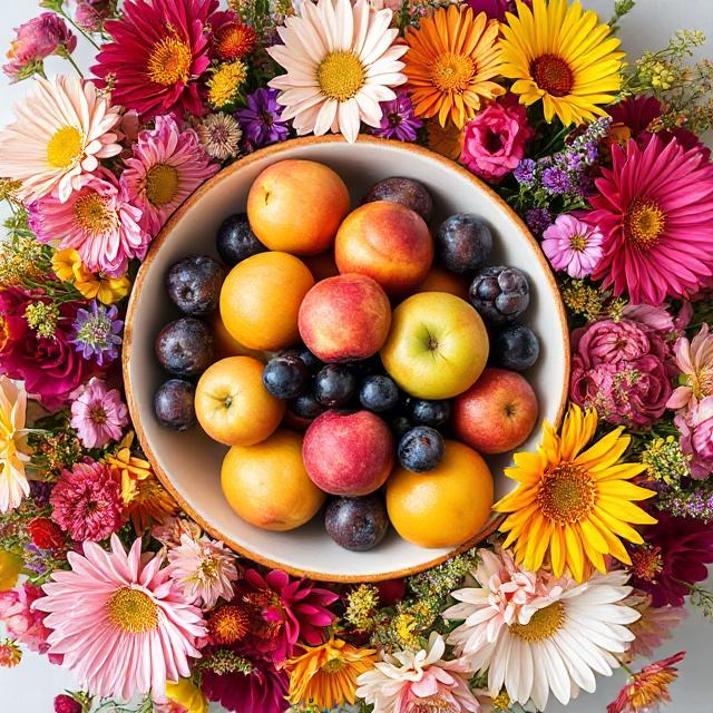 Flowers Round Fruit Bowl