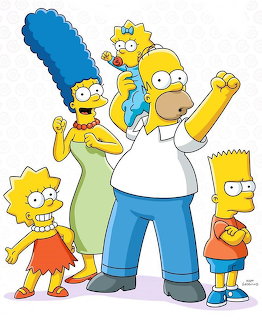 The Simpsons family portrait showing all five main characters standing together