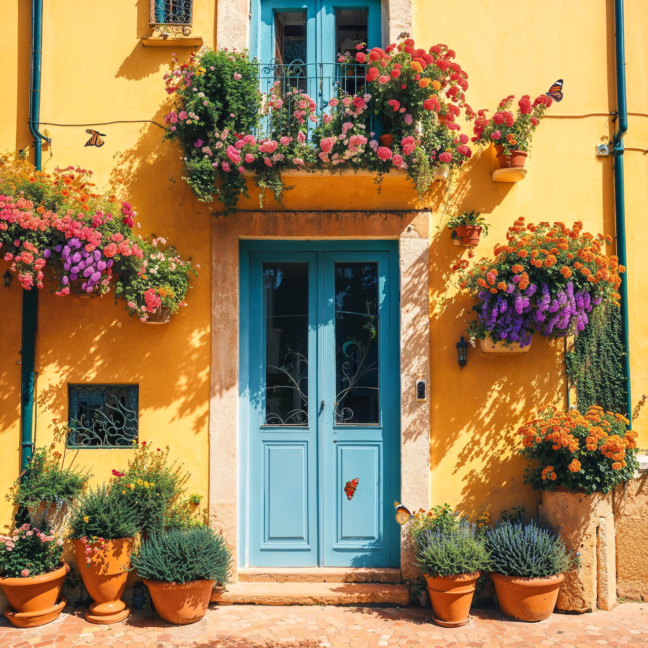Mediterranean House with Flowers