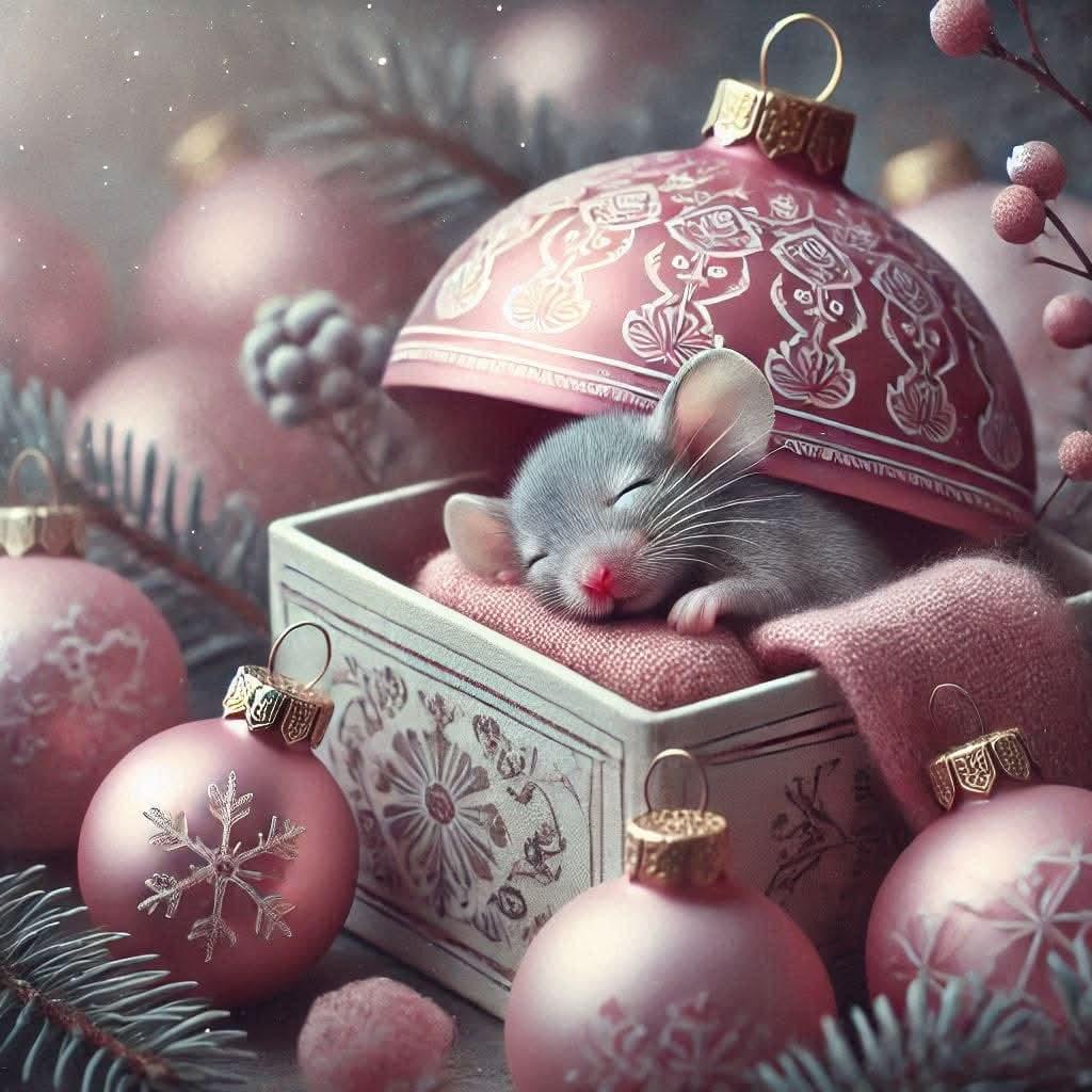 Christmas Mouse in Ornament Box