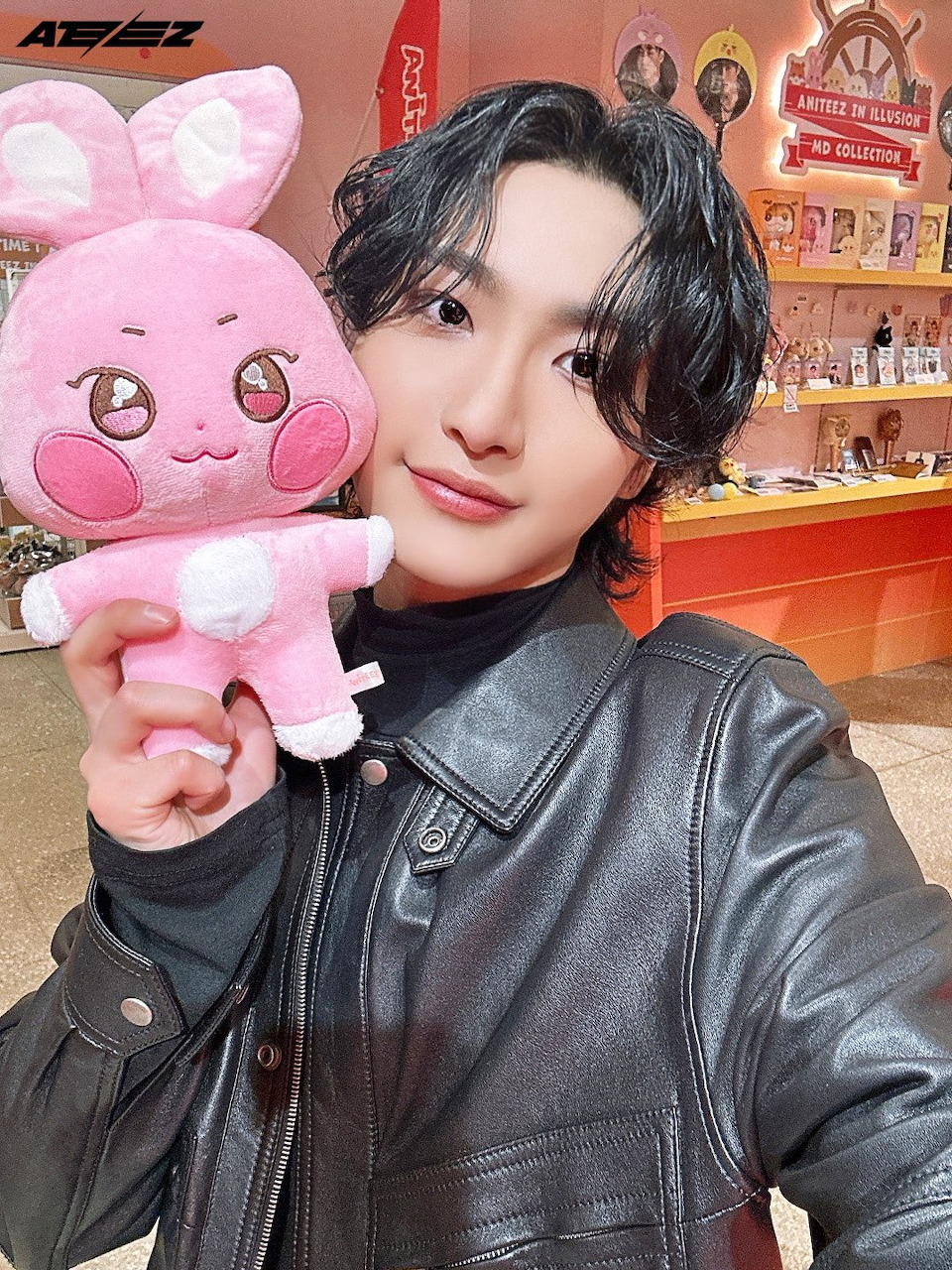 Seonghwa with Pink Plushie