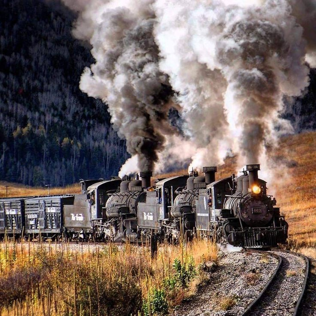 Steam Trains on Mountain Track