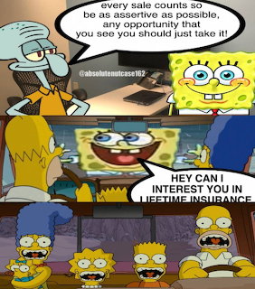 SpongeBob and Squidward insurance comic with Simpsons family reaction panel