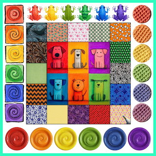 Colorful Dogs Grid Pattern