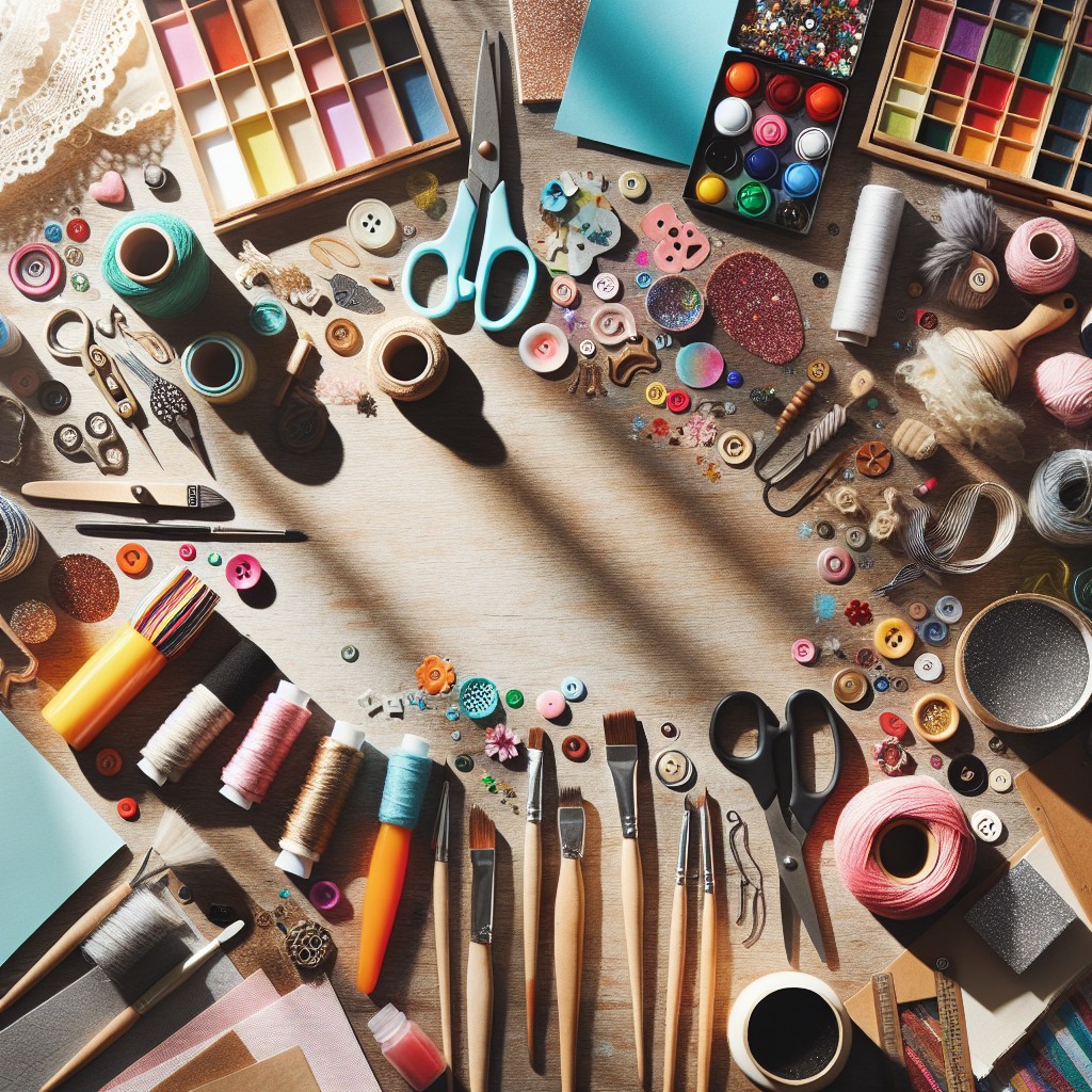 Crafting Supplies Flat Lay