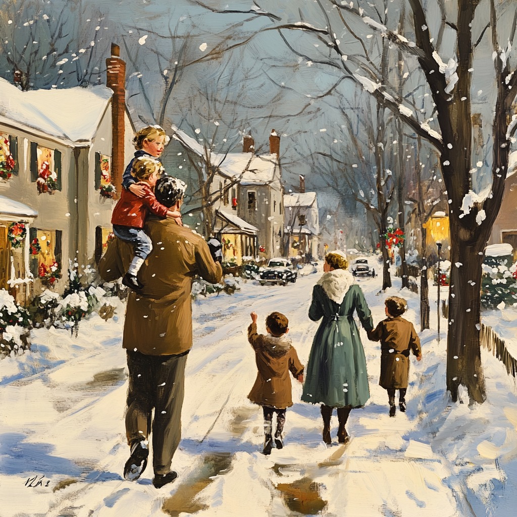 Winter Village Family Scene
