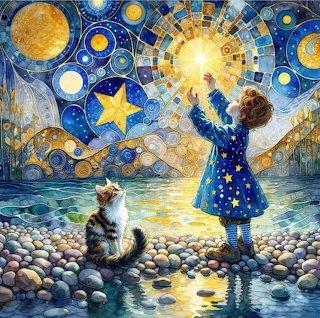 Girl and Cat Stars